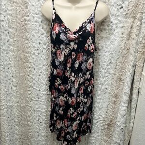 Floral Midi Dress - Black and Pink